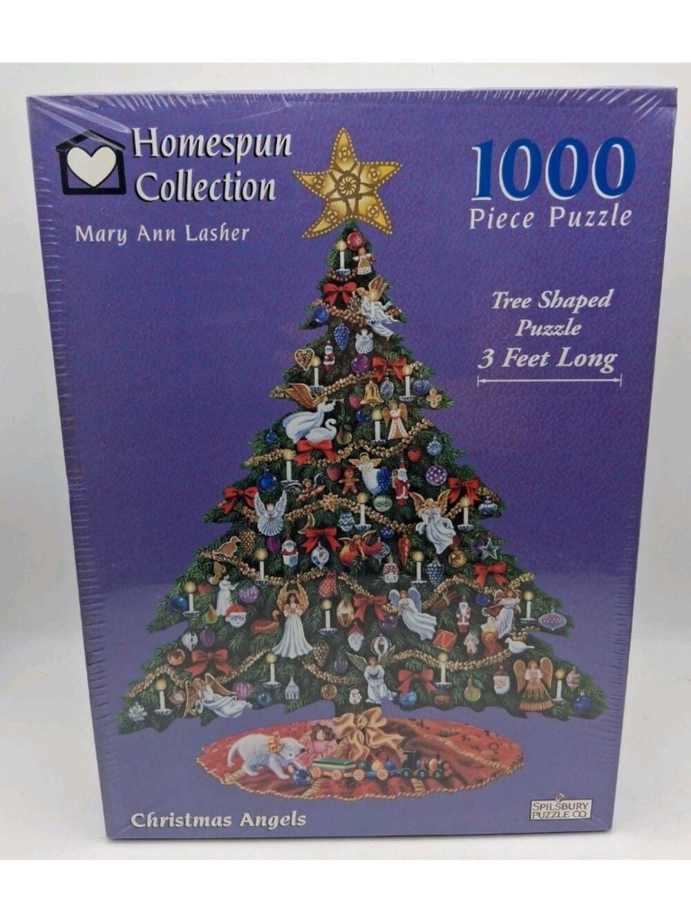 Christmas Angels tree shaped puzzle 3' long 1000 pc Spilsbury Puzzle #5202 NEW